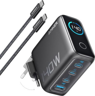 140W USB C Ladegerät, Anker Laptop Ladegerät, 4-Port Multi-Geräte Netzteil