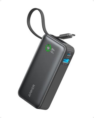 Anker Nano Powerbank,10.000mAh Powerbank mit eingebautem USB-C Kabel, PD 30W