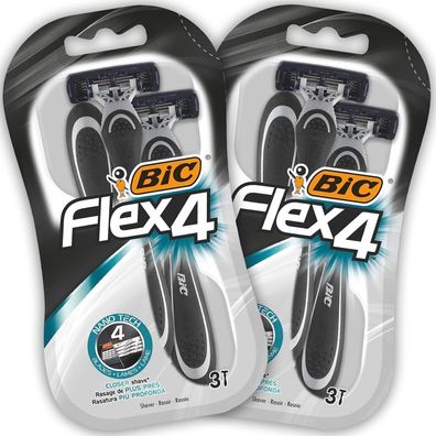 BIC Flex 4 Rasierer Herren, 2 x 3 Einwegrasierer, mit Aloe Vera & Vitamin E