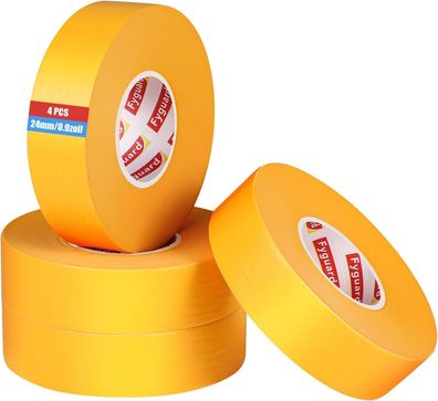 Fyguard 4 Rolle Goldband, 24mm x 50m Kreppband Malerkrepp Gold Masking Tape