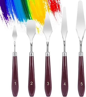 Siumir Palettenmesser Set, Strukturpaste, 5 Stück Edelstahl Acryl Spachtel Kunst