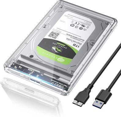 Festplattengehäuse USB 3.0 Externes Gehäuse fér 7mm/9.5mm 2.5 Zoll SATA SSD HDD