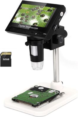 WADEO 4,3-Zoll-LCD-Digitalmikroskop 1000x inkl. 32GB Karte, Tragbares Mikroskop