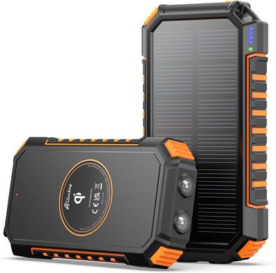 Hiluckey Wireless Solar Powerbank 26800mAh Wasserdichtes Solar Ladegerät USB C