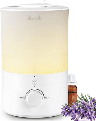 LEVOIT Top-Fill Luftbefeuchter 3L mit Nachtlicht, 360°Drehbare Düse