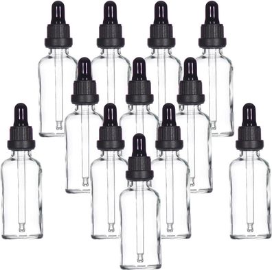 YIZHAO 12x Pipettenflasche 50ml Klar, Apothekerflasche mit Pipette Glas, fér ßl