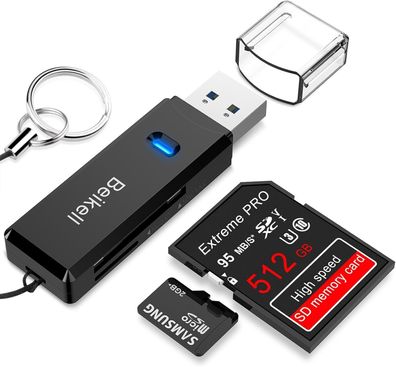 Beikell USB Kartenleser, Highspeed Kartenlesegerät: SD/Micro SD/TF/SDHC/SDXC/MMC