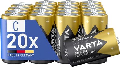 VARTA Batterien C Baby, 20 Stéck, Power on Demand, Alkaline, Vorratspack, smart