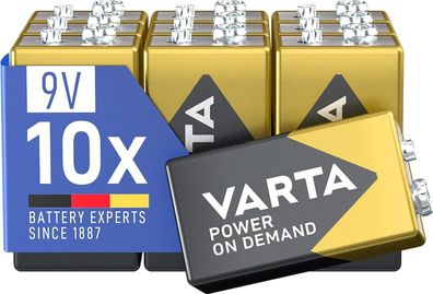 VARTA Power on Demand 9V Block 10er Pack - smart, flexibel und leistungsstark