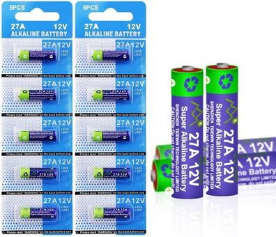 GutAlkaLi 10 Stéck 27A 12V Batterie, High-Voltage Batterie 27A 12V Alkaline