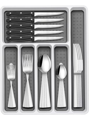 Terlulu Besteck Set 6 Personen, 36 teilig Edelstahl Besteckset mit Steakmesser