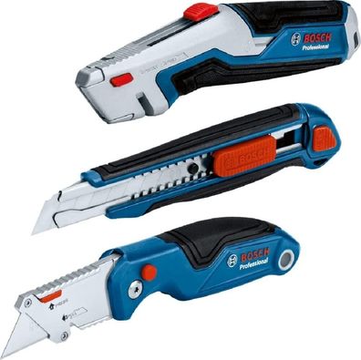 Bosch Professtional 3tlg Messer Set (+ Universal Messer mit ausziehbarer Klinge)