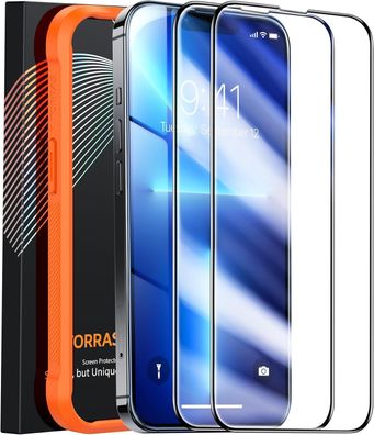 2x TORRAS fér iPhone 13/13 Pro Glas, iPhone 14 Schutzglas, Displayschutz-Folie