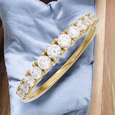 Damen Ring 333 Gold Gelbgold 11 Zirkonia Goldring