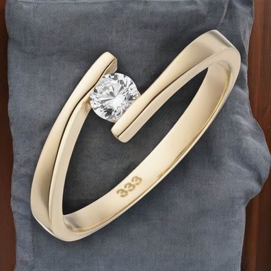 Damen Ring 333 Gold Gelbgold 1 Zirkonia Goldring