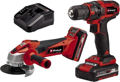 Einhell Werkzeug-Set: Bohrmaschine & Akku-Schrauber + 2x Akku & Ladegerät, 18V