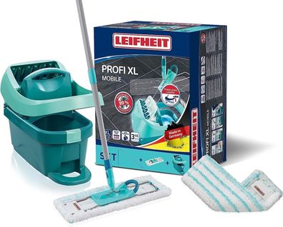 Leifheit Set Wischtuchpresse Profi XL mit Bodenwischer und Rollen , 12,5 Liter