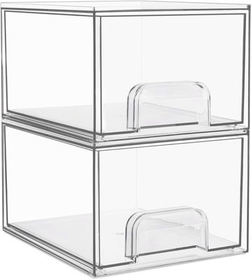 Vtopmart 2x Schubladen Organizer, Transparent férs Badezimmer 18,9 x 11,2 x 15,3