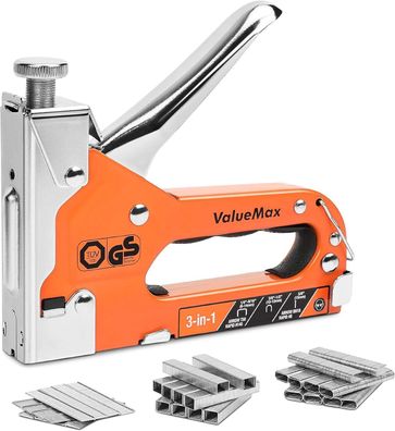 ValueMax 3-in-1 Handtacker Set mit 3000 Klammern -TßV GS gepréft- Profi Tacker