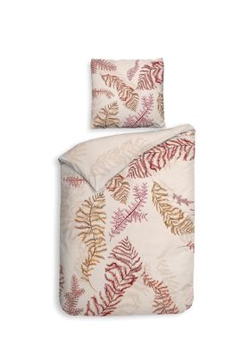 Heckett & Lane Satin Bettwäsche 135x200 Kamea Soft-Pink Farn Blätter puder Wende