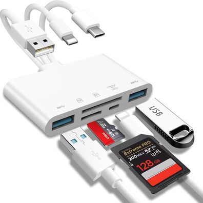 5-in-1 Speicherkartenleser, USB OTG Adapter & SD Kartenleser fér iPhone/iPad