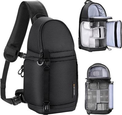 K&F Concept Kamera-Rucksack Schultertasche quadratische Tasche, 10L Fassvermögen