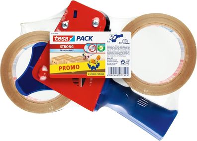 Tesa Paketband-Abroller & tesapack Set - 2 x Packband & 1x Abroller (66m x 50mm)