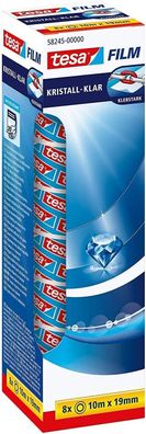 Tesafilm kristall-klar - Hochtransparentes, Klebeband (10 m x 19 mm - 8er Pack)