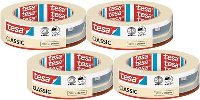 Tesa Malerband Classic Abdeckband zum Abkleben, Malerarbeiten (4 Rollen je 50m)