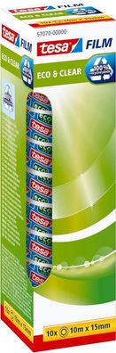 Tesafilm eco & clear Umweltfreundliches Klebeband (10 Meter x 15 mm - 10er Pack)