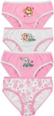 Paw Patrol Panty für Mädchen - Kinder Unterhose Slip Unterwäsche Rosa/Grau (4er Pack)