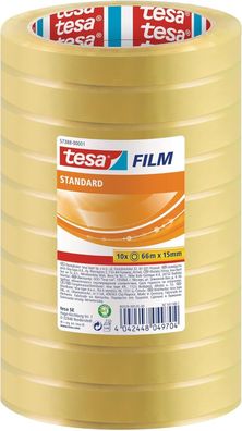 Tesafilm standard Transparent Multifunktions-Klebeband (66m x 15 mm - 10er Pack)