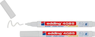 Edding 4085 Kreidemarker, weiß, 2 Kreidestifte, Rundspitze 1-2 mm, Kreidestift