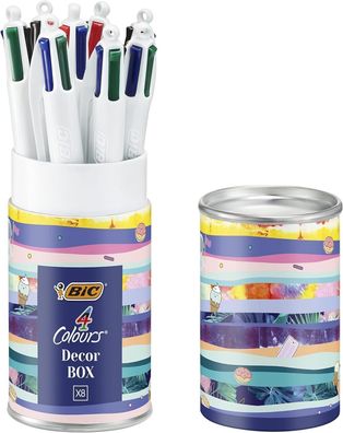 BIC 4 Farben Kugelschreiber Set 4 Colours, 8er Stifte Set, verschiedene Designs