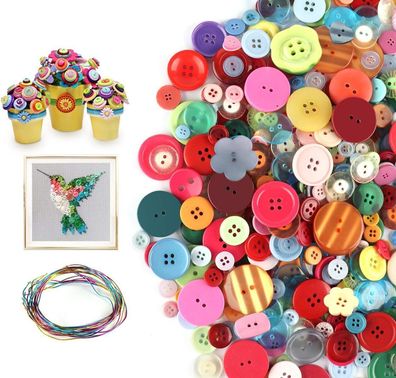 Ilauke ca. 1200 Stéck Bunte Knöpfe Kunststoff Bastelknöpfe Kinderknöpfe Gemischt