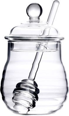 Lawei Honigglas mit Löffel und Deckel 300ml Glas Honigtopf Honig-Behälter, Glas
