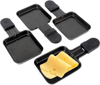 4er Set Raclette Ersatz Mini Pfännchen, Edelstahl, Antihaftbeschichtet, BPA-frei