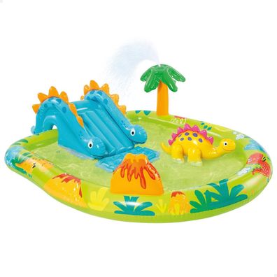 Intex 57166NP Aufblasbares Dino Spielfeld, Pool Kinder Planschbecken, draußen