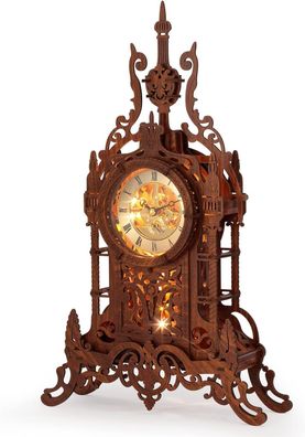 Funpola 3D Puzzle Erwachsene LED Turm Uhr, 3D Holz-Puzzle, Deko, Dekoration