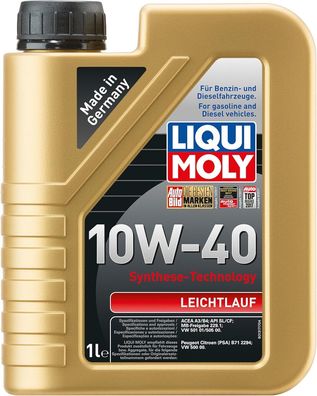 LIQUI MOLY Leichtlauf 10W-40 | 1 L Synthesetechnologie Motoröl Verschleißschutz