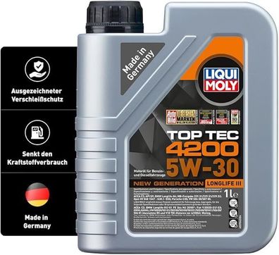 LIQUI MOLY Top Tec 4200 5W-30 New Generation | 1 L | Synthesetechnologie Motoröl