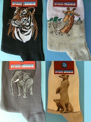 Socken Tiermotive Größe 32 - 34 Socke Tier Tiere Zootier Strümpfe Damen Herren Kinder