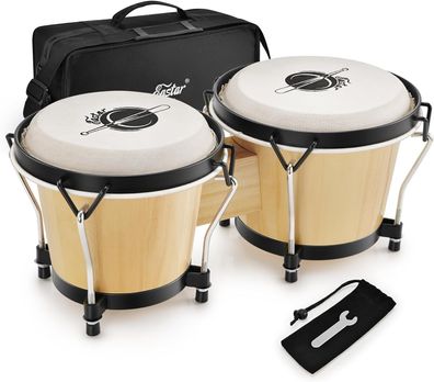 Eastar Bongo Trommel 6 Zoll/15.24 CM und 7 Zoll/17.78 CM Percussion Holzbongo