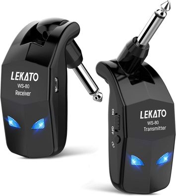 LEKATO 2,4 GHz Kabelloses Gitarrensystem Kabelloser Sender Empfänger für Gitarre