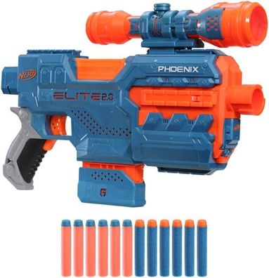 Nerf Elite 2.0 Phoenix CS-6 motorisierter Blaster, 12 Nerf Darts, Fernrohr