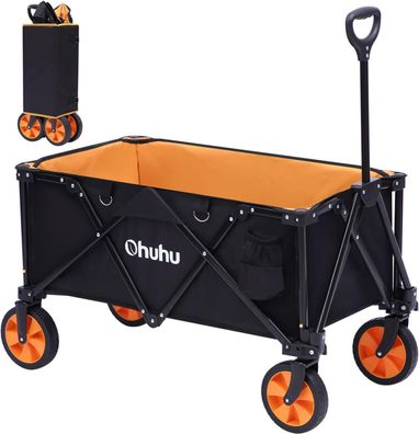 Ohuhu Bollerwagen Faltbar Handwagen 90x50x35 cm, 100kg Belastbarkeit, 160 Liter