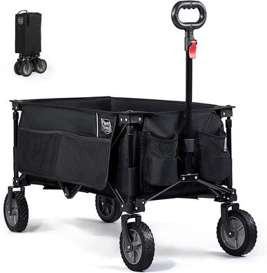 TIMBER RIDGE Bollerwagen Faltbar Transportwagen mit Seitentasche 89 x 48 x 94 cm
