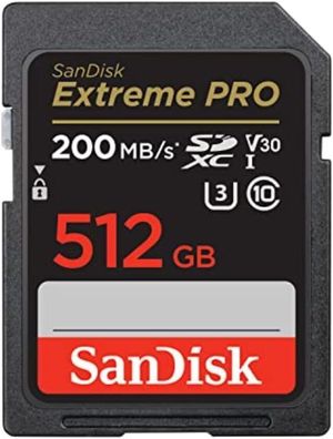 SanDisk Extreme PRO SDXC UHS-I Speicherkarte 512 GB (V30, 200 MB/s, U3, 4K UHD)