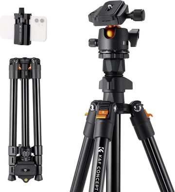 K&F Concept K234A0 Handy Stativ, 163cm Kamera-Stativ, Tripod Smartphone 1,15kg