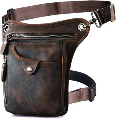 Herren Echtes Leder Tasche Beinbeutel Beintasche Außenbeintasche 15 x 3,5 x 22cm